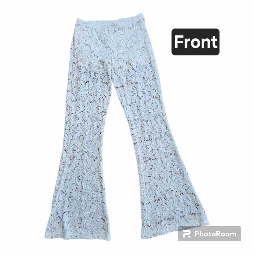 Junior’s Joe Boxer Lace See-through Cream Pants Size L